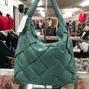 Elegant Green Quilted Hobo Bag